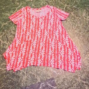 Caribbean Joe top women's size large  pink and white
